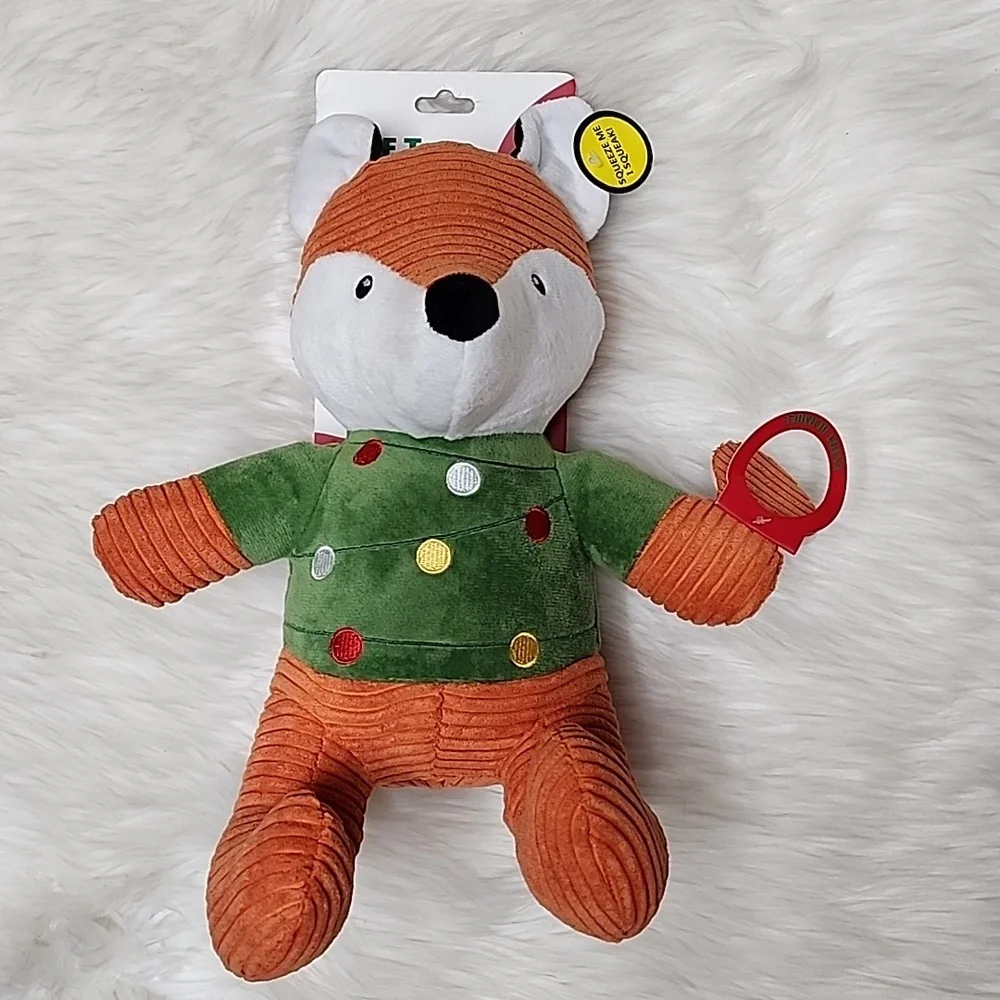 Tuff Toys Christmas Plush Fox Dog Toy with Squeaker - New with Tags